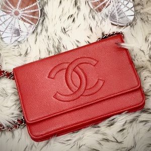 Beautiful Rare RED Chanel caviar WOC